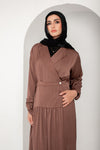 Silk wrap dress with classic collar