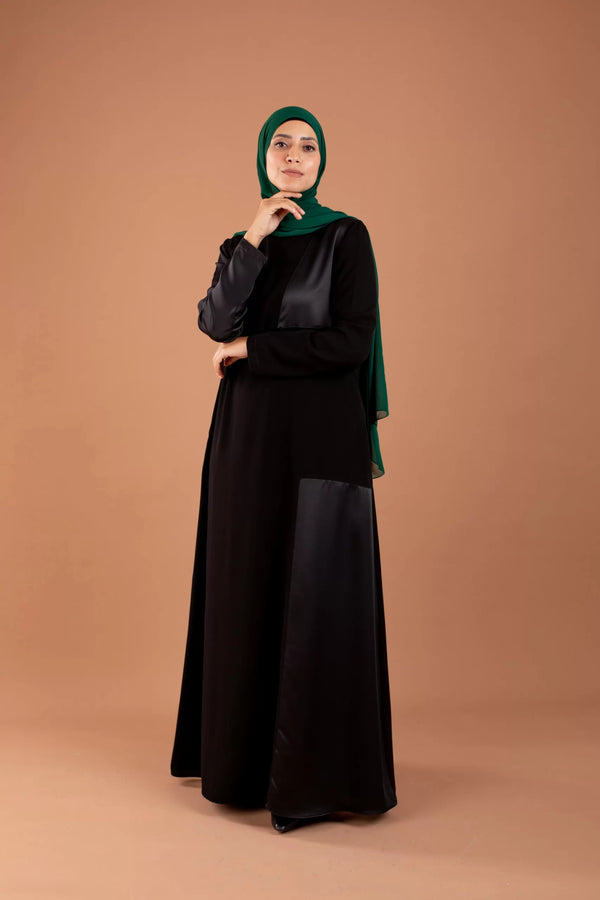 Abaya Crepe with Satin side and sleeves