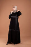 Abaya Crepe with Satin strips