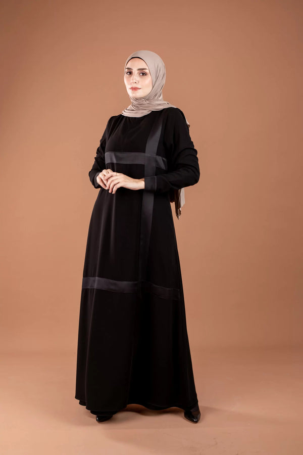 Abaya Crepe with Satin strips