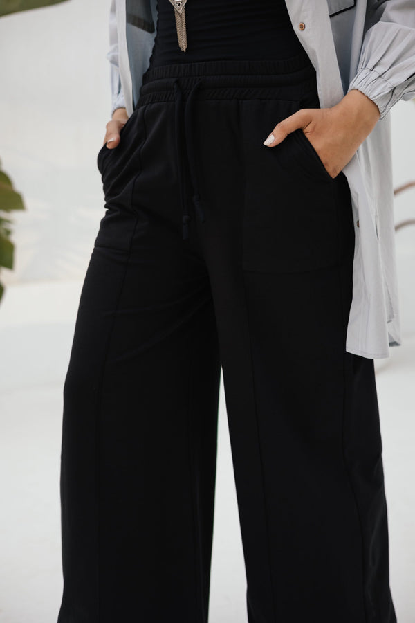 Summer melton wide leg trousers