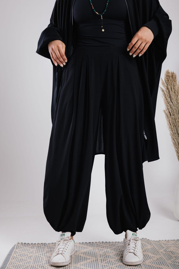 Jersey parachute pants.