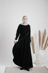 Crepe abaya with satin lining detail on the front