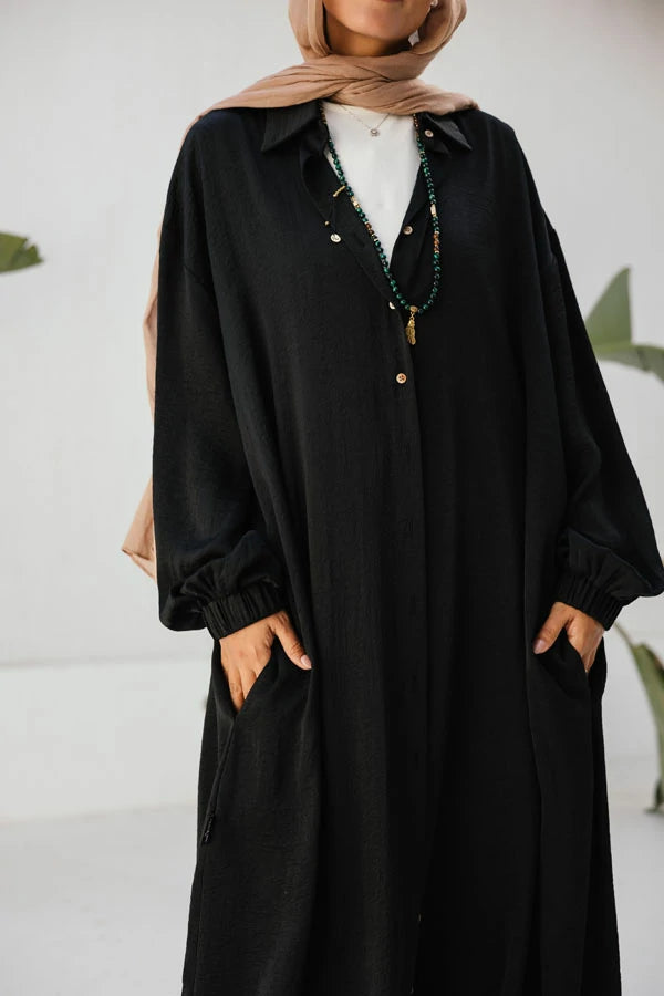 Crunched silk shirt dress