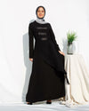 Abaya With diagonal satin strips