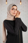 Abaya with cotton sleeves and golden zipper