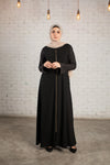 Abaya with cotton sleeves and golden zipper