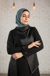 Abaya with satin Half collar