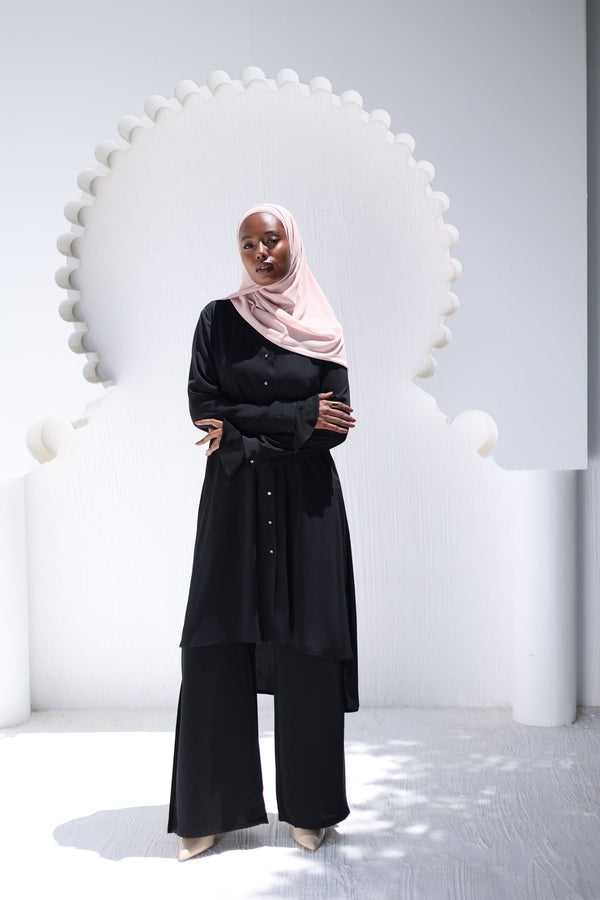 Classic formal set long top with texture fabric