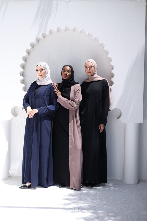 Premium Textured Open Abaya with Pleated Cuffs