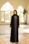 Dual fabric abaya shirtgrey