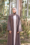Soft crushed fabric abaya cafe