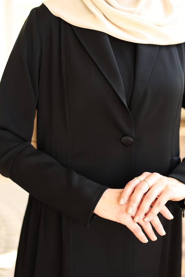 Mixed-Texture Open Abaya