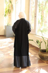 Dual-Fabric elegant open Abaya black 1842
