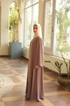 Shine Trim Abaya Set cafe
