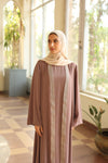Shine Trim Abaya Set cafe