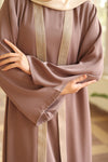 Shine Trim Abaya Set cafe