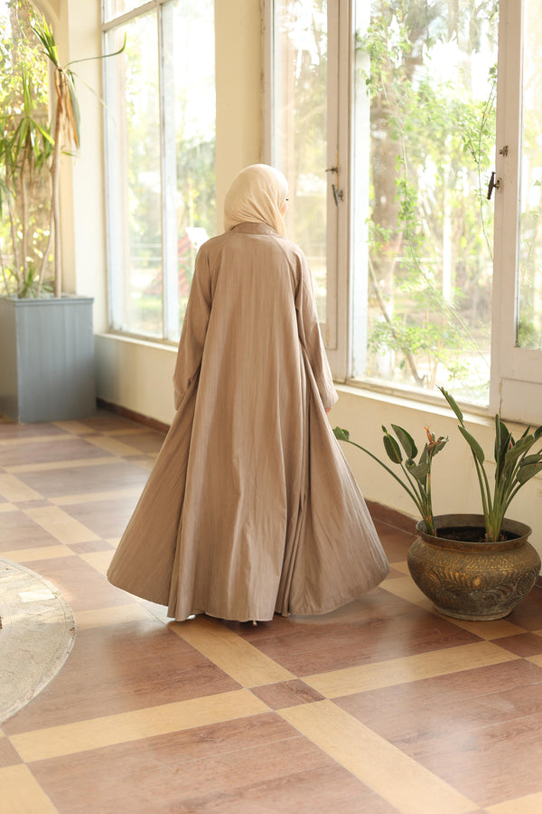 Soft crushed fabric abaya beige