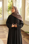 Soft crushed fabric abaya black