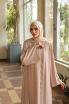 Shine Trim Abaya Set beige