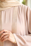 Shine Trim Abaya Set beige