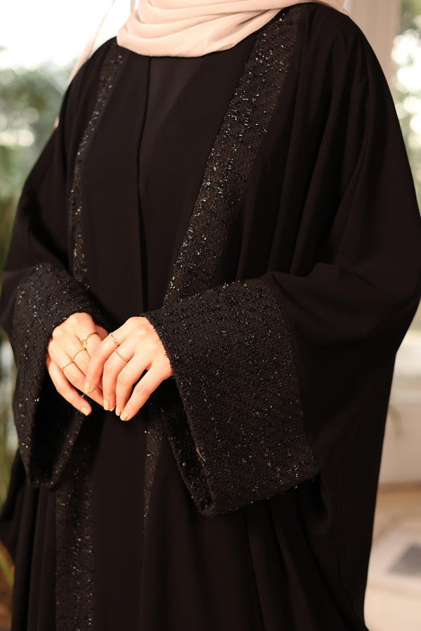 iconic abaya with tweed cut