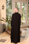Satin-Trimmed Chiffon Cape
