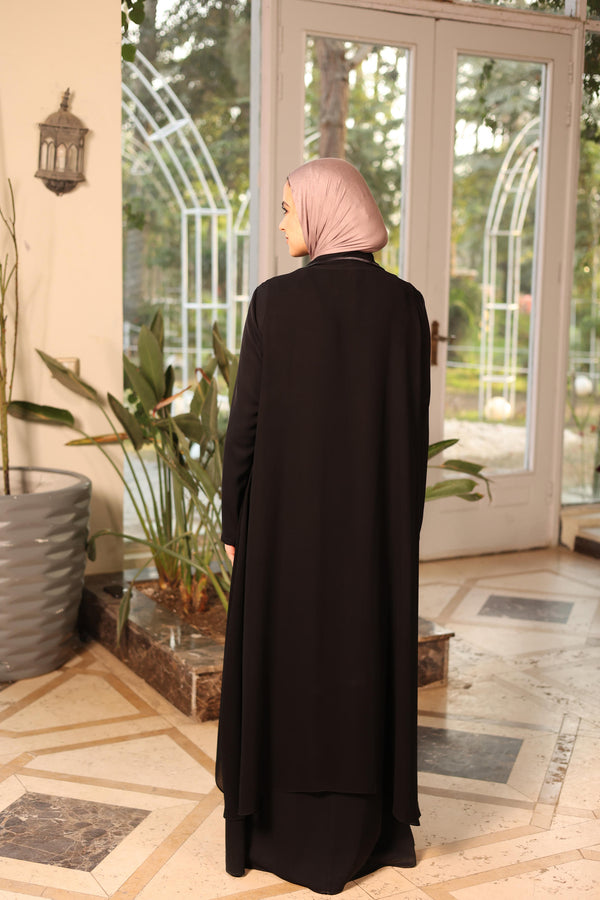 Satin-Trimmed Chiffon Cape