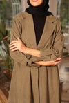 Asymmetric Twill Urban Cardigan olive