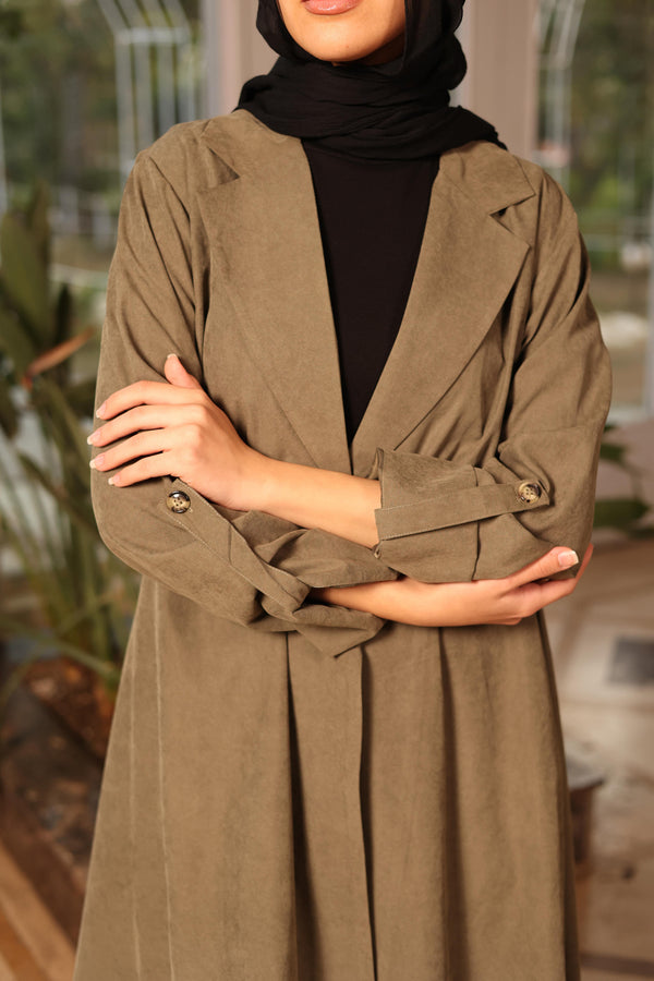 Asymmetric Twill Urban Cardigan olive