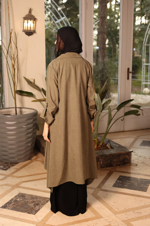 Asymmetric Twill Urban Cardigan olive