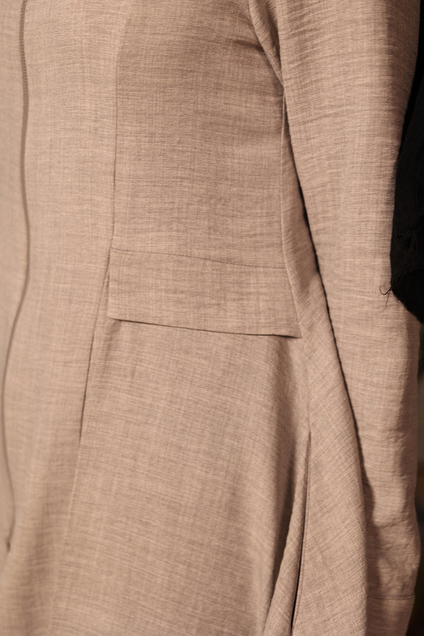 high low blouse with zipper grey