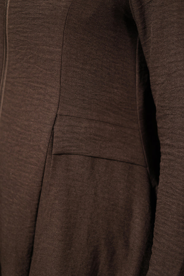 high low blouse with zipper black