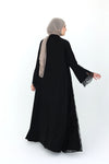 flowy abaya with lace detail