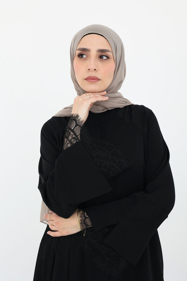 flowy abaya with lace detail