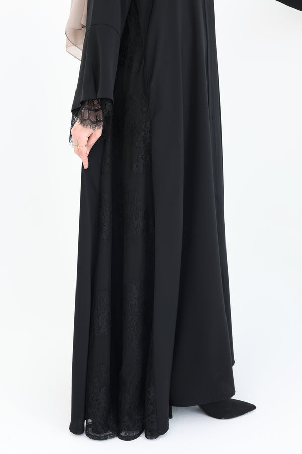 flowy abaya with lace detail