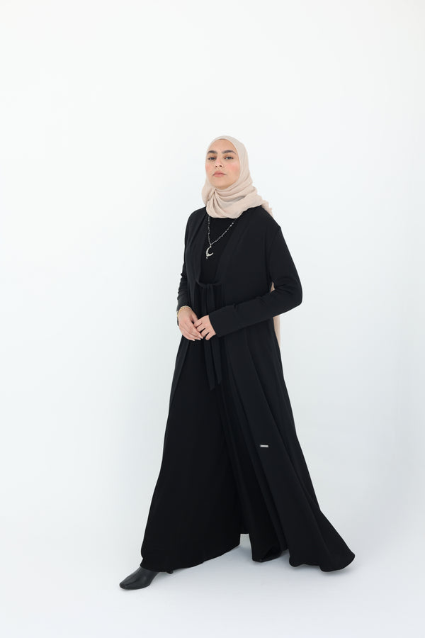 Jumpsuit Set with Front-Knot Open Abaya