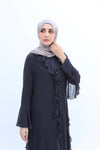 Chiffon Ruffle Abaya Set grey