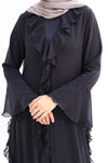 Chiffon Ruffle Abaya Set grey