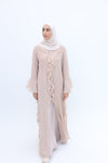 Chiffon Ruffle Abaya Set beige