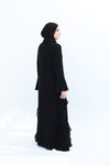 Chiffon Ruffle Abaya Set black