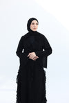 Chiffon Ruffle Abaya Set black