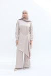 Wrapped Satin Draped Set beige
