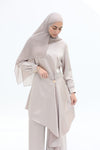 Wrapped Satin Draped Set beige
