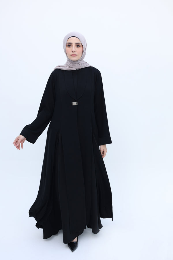 Crushed Abaya Set with Long Slits