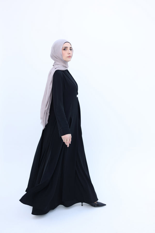 Crushed Abaya Set with Long Slits