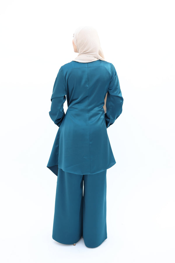 Wrapped Satin Draped Set teal