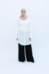 back pleated long shirt White