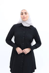 back pleated long shirt black