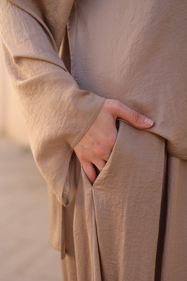 Beige Celestial Pleated Set